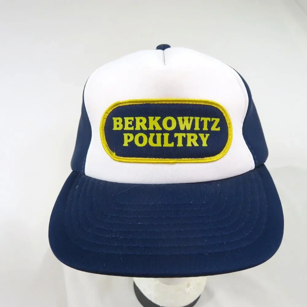 Berkowitz Poultry Hat Trucker Blue White Snapback 1980s